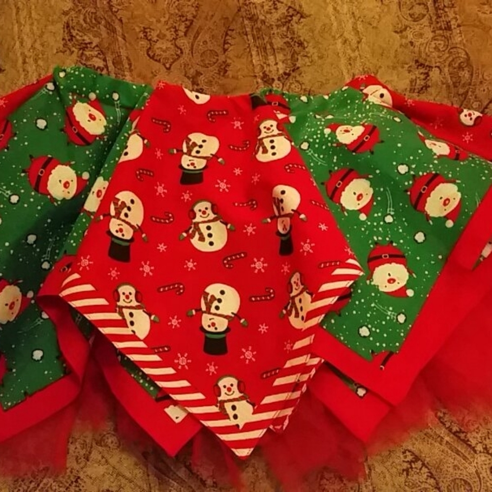 Christmas Santa Claus & Snowman Bandana Tutu Skirt